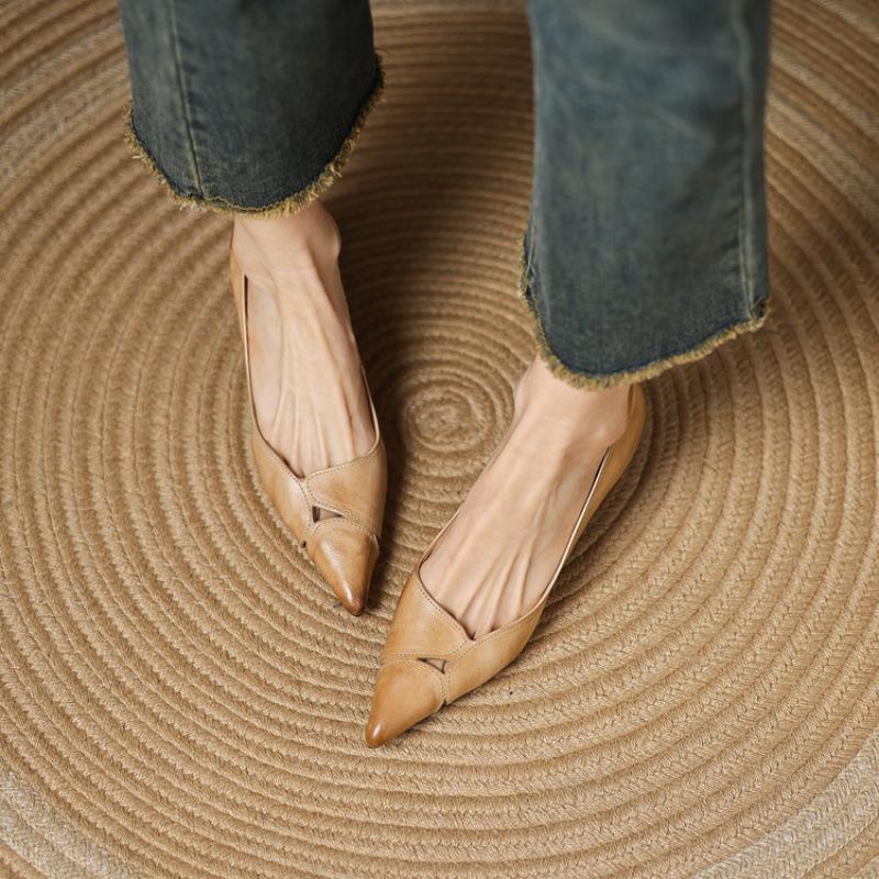 French Retro Stiletto Shoes Spring New Foot Cover Shallow Mouth Commuting Versatile Pointed Four Seasons Temperament Women's Versatile Single Shoes