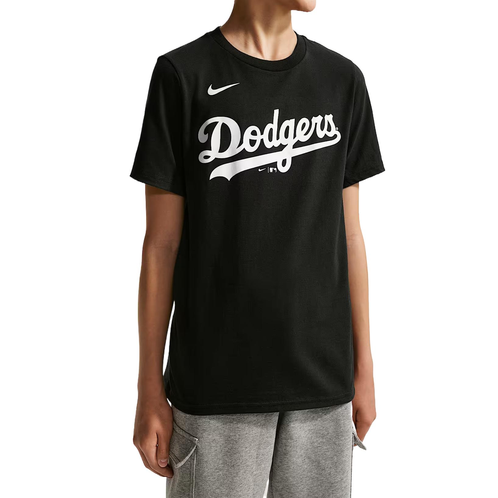Nike X MLB Collaboration T-Shirt Comfortable Soft Los Angeles Dodgers Kids tops IV0580-010 M