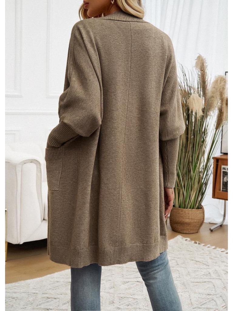 Diyun Women's Batwing Sleeve Cardigan - Autumn/Winter 2024 Collection, Solid Color Sweater Coat
