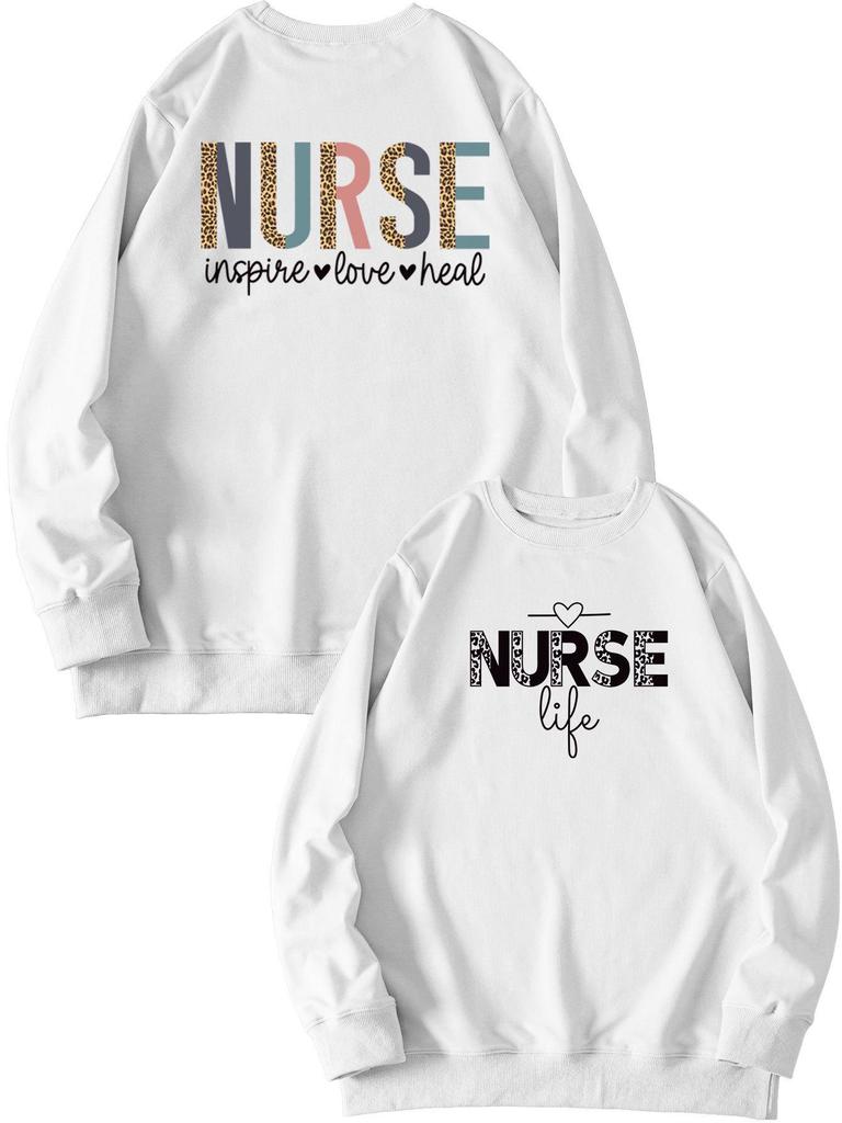 European Front & Back Print Nurse Inspire Love Heal Women's Versatile Hoodie