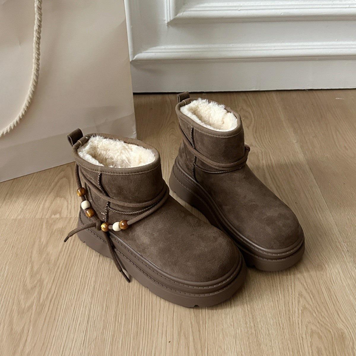 

Women s soft elastic cold warm padded snow boots thick-soled height increase non-slip wear-resistant outdoor leisure sports cotton boots 40