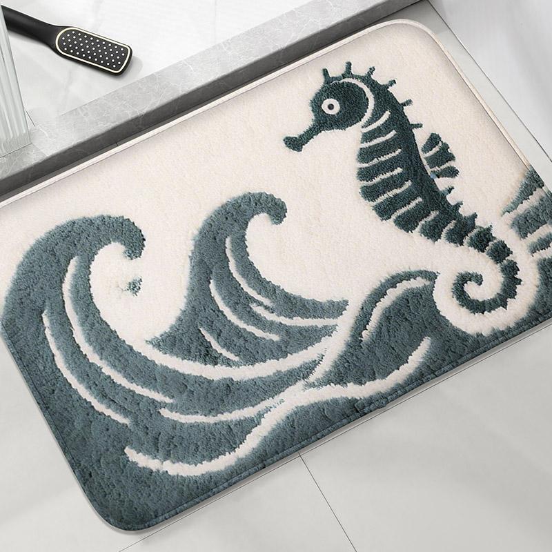 Tapis de sol de salle de bain motif monde sous-marin Tapis absorbant pour les pieds de toilettes Tapis de décoration pour la maison Tapis de porte Doux et confortable 50X80CM