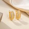Korean Style Double Row Rhinestone Gold-Plated 18k Zircon Stud Earrings: Light Luxury Design