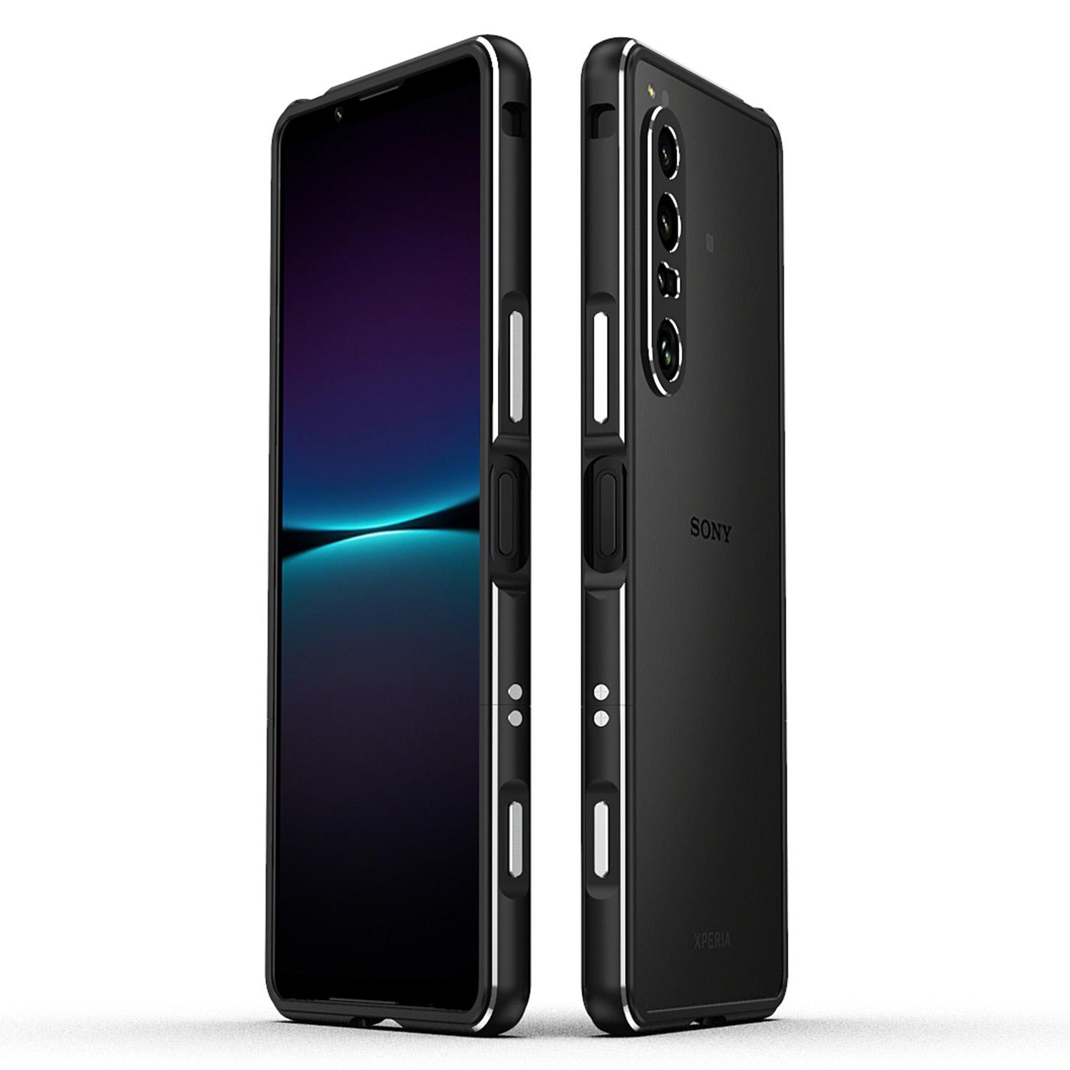 

Бампер для Sony Xperia 1 VII Металлическая рамка Чехол для телефона с защитой объектива камеры Black/Silver