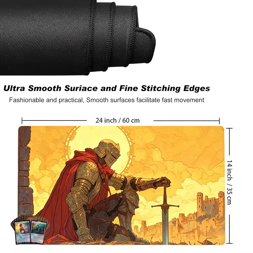 Kniender Ritter TCG Spielmatte Mauspade Spielmatte 24"X14" MTG TCG Schreibtischmatte für Arbeit Spiel PC Laptop Teppich Teppich MousePad