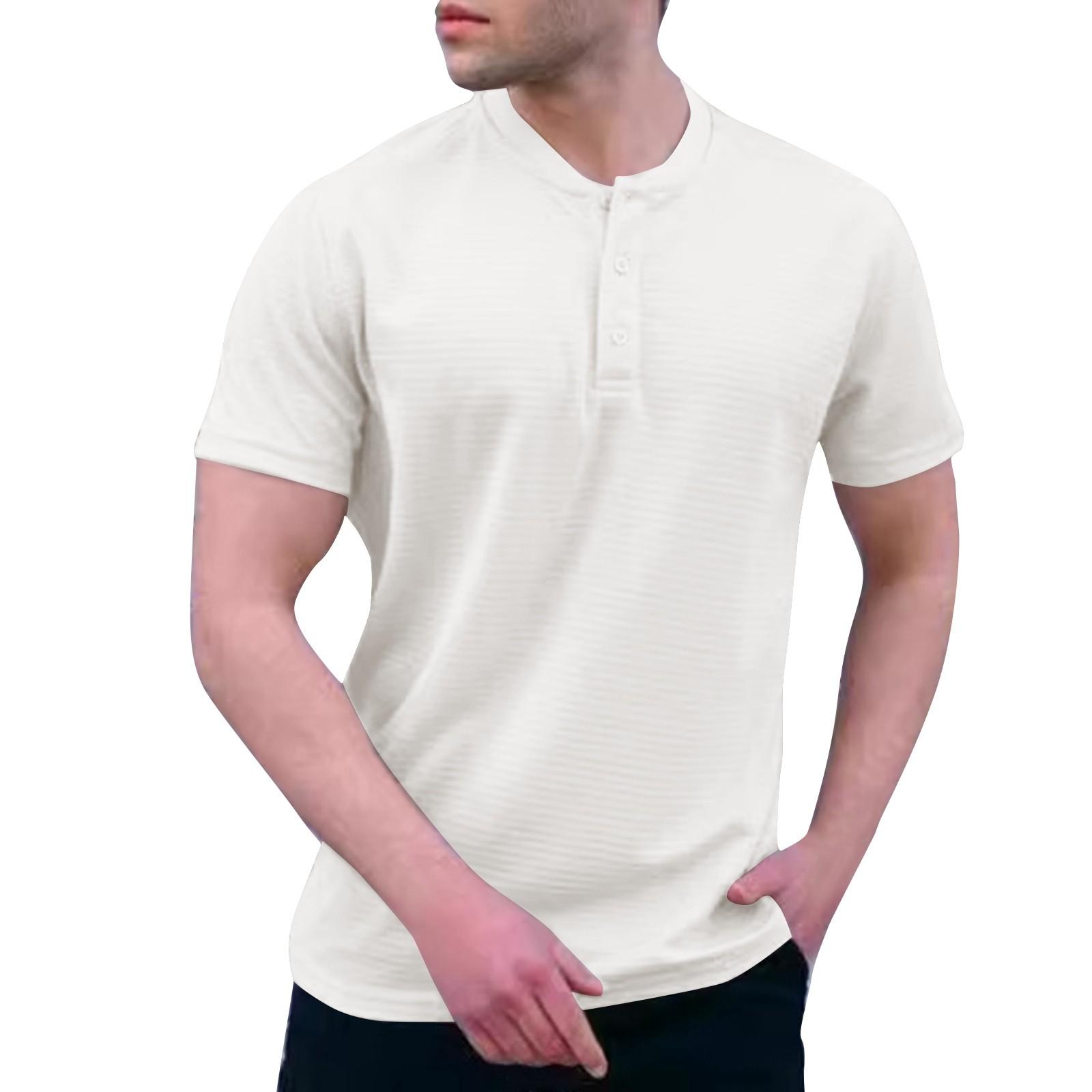 

Чоловічі літні суцільні кольорові картаті ретро короткі рукави топи чоловічі повсякденні модні топи XL білий