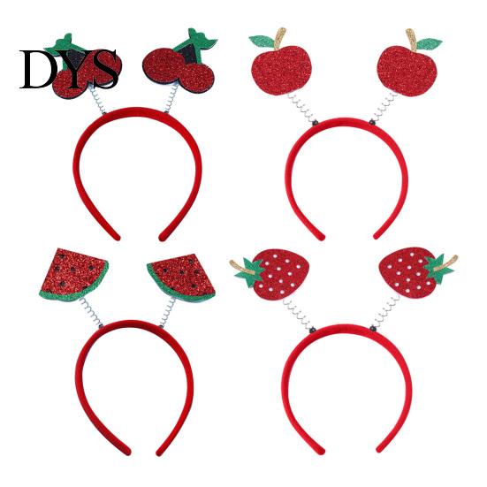 Cute Cartoon Headbands 4Pcs Fruit Decor Watermelon Cherry Children Hair Accessories Strawberry Headpiece Spring Design Hoop Headdress Stretchy