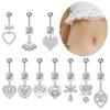 Heart Bow Pendant Belly Button Ring For Women Girls Body Piercing Stainless Steel Navel Ring Beach Jewelry