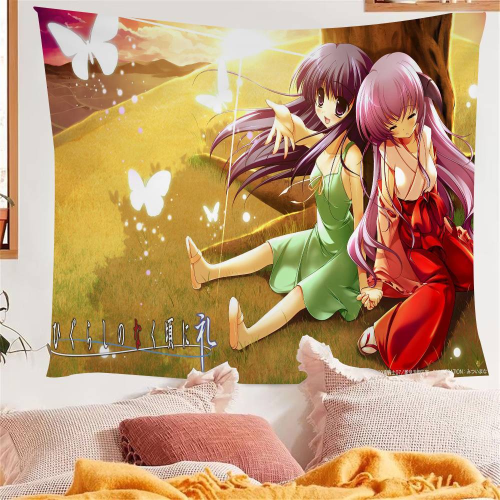 1PC Anime HHigurashi When They Cry Cartoon Tapestry Wall Hanging Decoration Household Home Decor