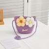 Cute Zipper Straw Bag Flower Princess Summer Beach Coin Purse Handmade Woven Storage Basket Kids
