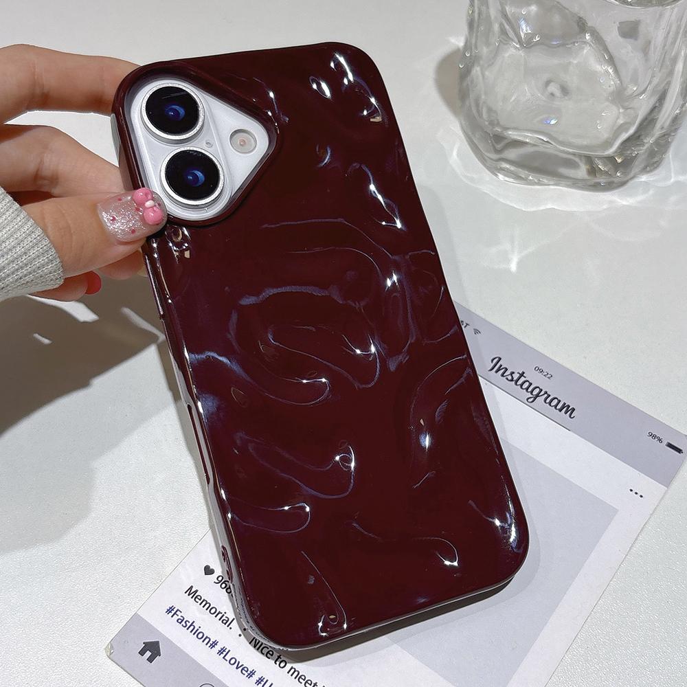 Candy Color Water Ripple Wrinkle Matte Case for iPhone 16 15 14 13 12 11 Pro Max Plus Candy Solid Color Wave Soft Silicone Cover