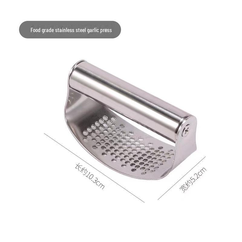 Stainless Steel Garlic Press and Peeler: Manual Household Garlic Pounder and Clip Tool