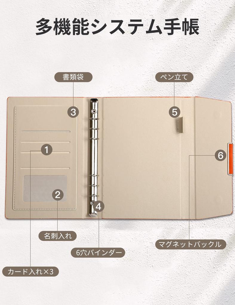ALLMIRA Sistema Quaderno A5 6 Fori PU Pelle Raccoglitore ad Anelli Copertina per Quaderno Formato A5 con Ricariche Blocco Appunti Porta Carte Quaderno Business a Fogli Mobili