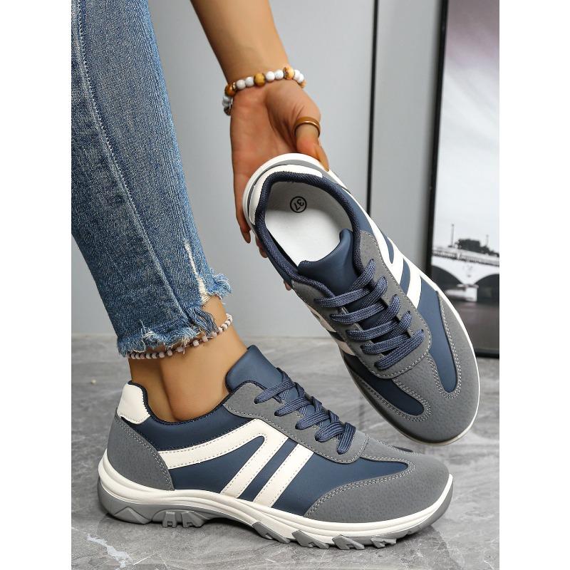 2025 Autumn New Comfortable Lace-up Sneakers Plus Size Casual Color-Blocking Moral Training Shoes for Women