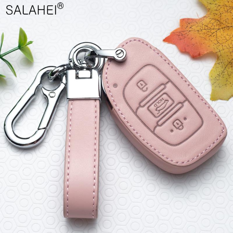 Leather Car Smart Key Cover Case Holder Protection For Hyundai Tucson Mistra Ix25 Ix35 I20 I30 I40 Hb20 Tm