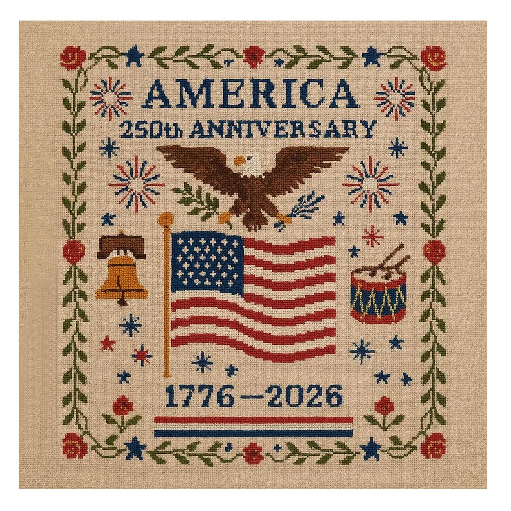 Anniversary of America Counted Embroidery Art Full Embroidery Thread Art Needlework Cotton Embroidery Craft Home Wall Decor
