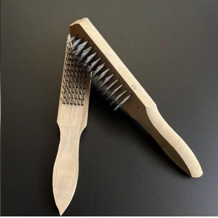 6-Row Fish Scale Scraper with Super Hard Steel Wire Brush and Wooden Handle 6-row Fish Scale Brush; Wooden Handle; Steel Wire