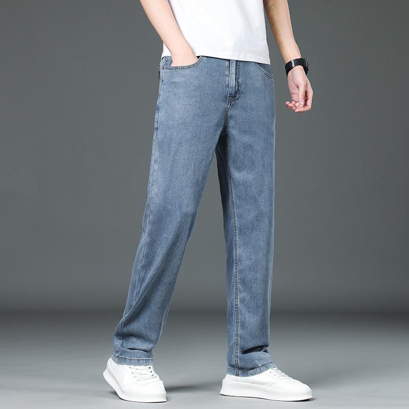 Tencel Denim Trousers For Men In Summer, Light And Loose, Straight, High-end, Soft, Trendy And Cool, Versatile Wide Legs