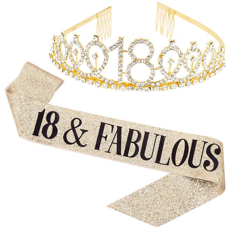 Fashion Alloy Digital Crown Headband Rhinestone Birthday Crown Headband Bachelor Party Prom Headdress Hair Accessories