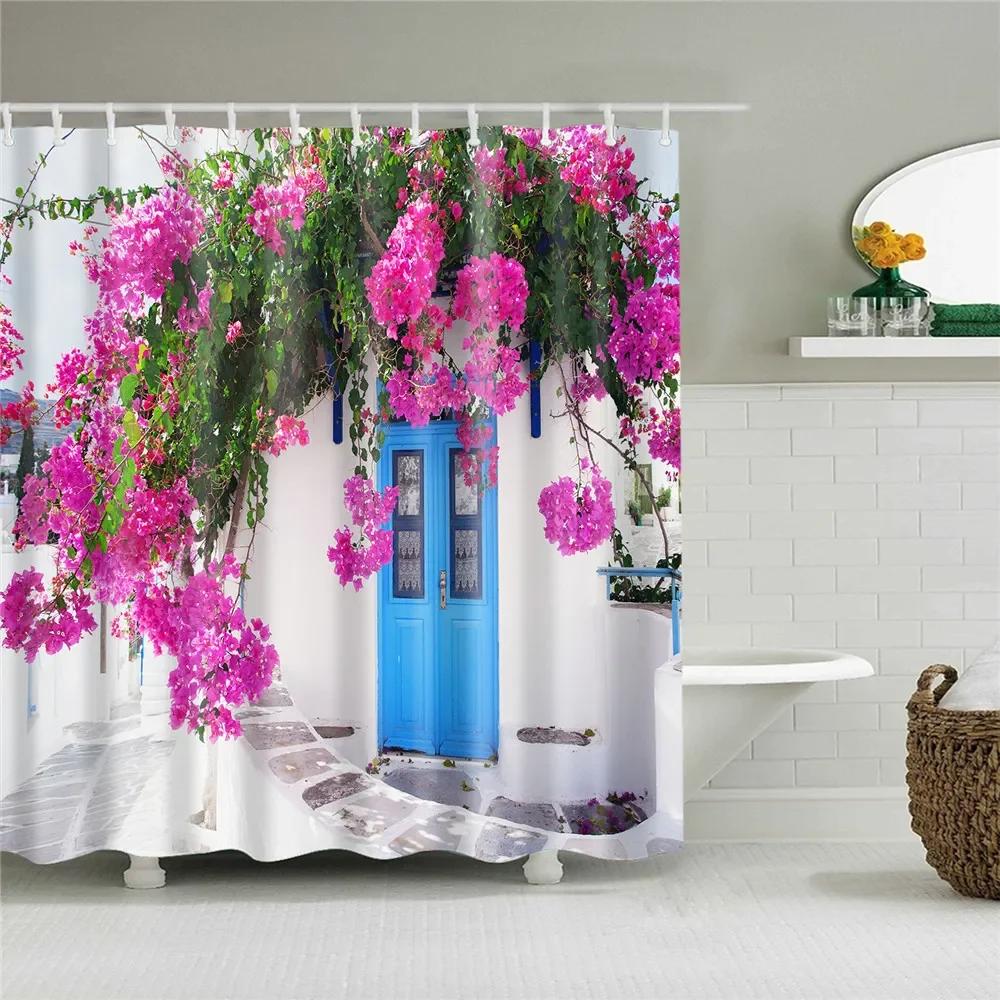 

3D Colorful Street Alley Pattern Shower Curtains Bathroom Curtain Waterproof Thickened Polyester Bath Curtain With Hooks W60H190(CM)-1 Pcs