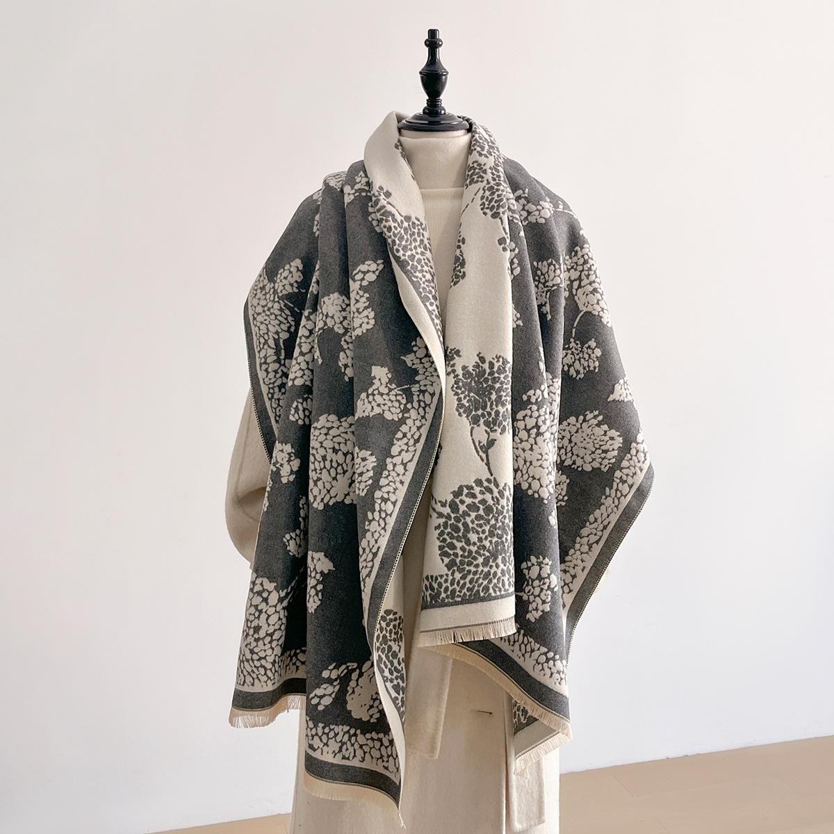 

Женские зимние шарфы из искусственного кашемира, толстые, теплые, с узором, с цветочным принтом, дорожное одеяло, модный роскошный аксессуар, шарф