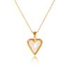 European & American Love Heart Pendant Necklace - Stainless Steel, Simple Luxury Design with Shell Details for Women