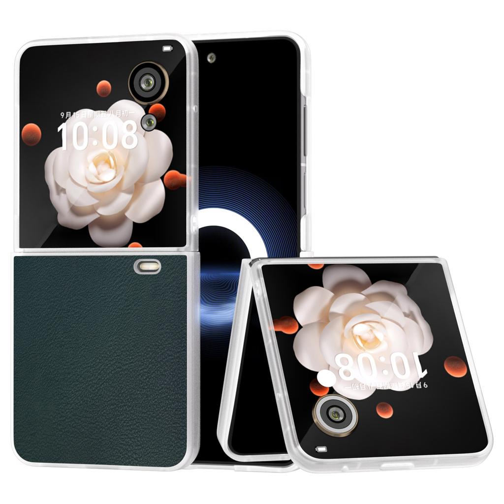 Pro Honor Magic V Flip 5G Pouzdro Průhledný Matný Okraj PU Kůže+PC Skládací Kryt na Telefon