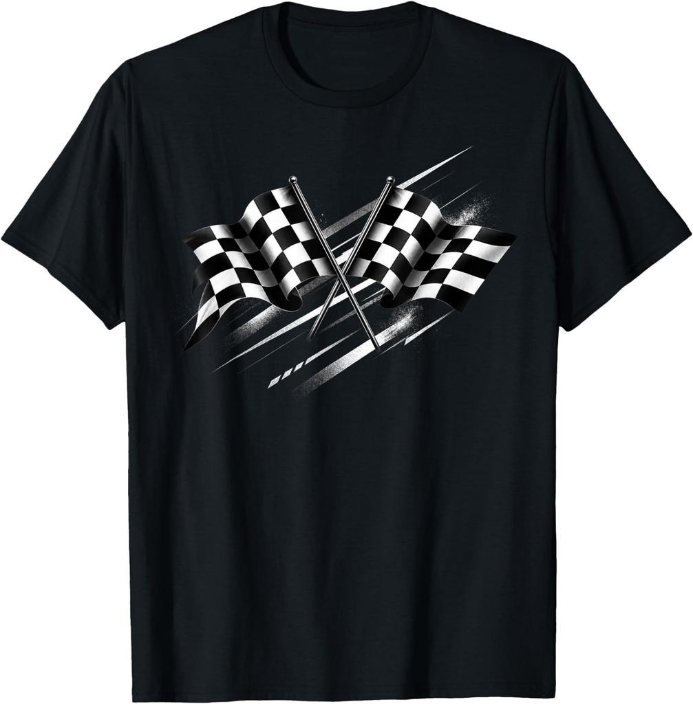 Checkered Flags Racing Illustration T-Shirt