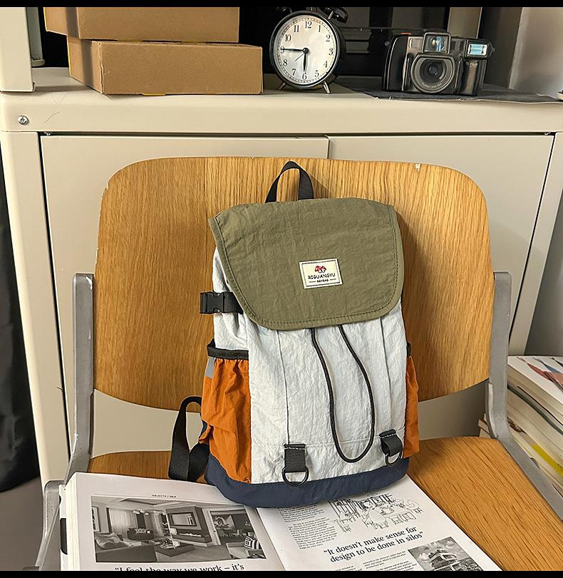 Schoolbag Large Capacity Contrast Color Lightweight Backpack 1011 New Versatile Commuter Travel Backpack Student School Bag