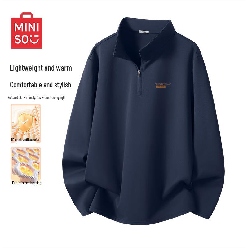 MINISO Men s Fleece-Lined Quarter-Zip Thermal Tee 2XL