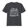 Funny T Shirt For Unisex With Sayings If My Mouth Doesn Say It Face Definitely Will Casual Tops Black X Large Vintage Washed