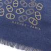 Great HERMES Scarf  Bicolor Scarf Blue Light Brown Cashmere Mens Used