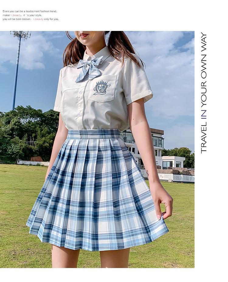 Gentle JK Plaid Pleated Skirt - High Waist Japanese School Uniform for Women