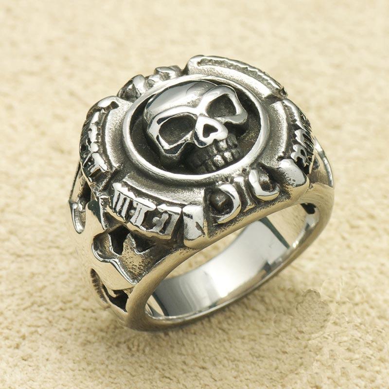 European and American Punk Skull Ring Men's Ghost Head Cross Ring Jewelry Ring