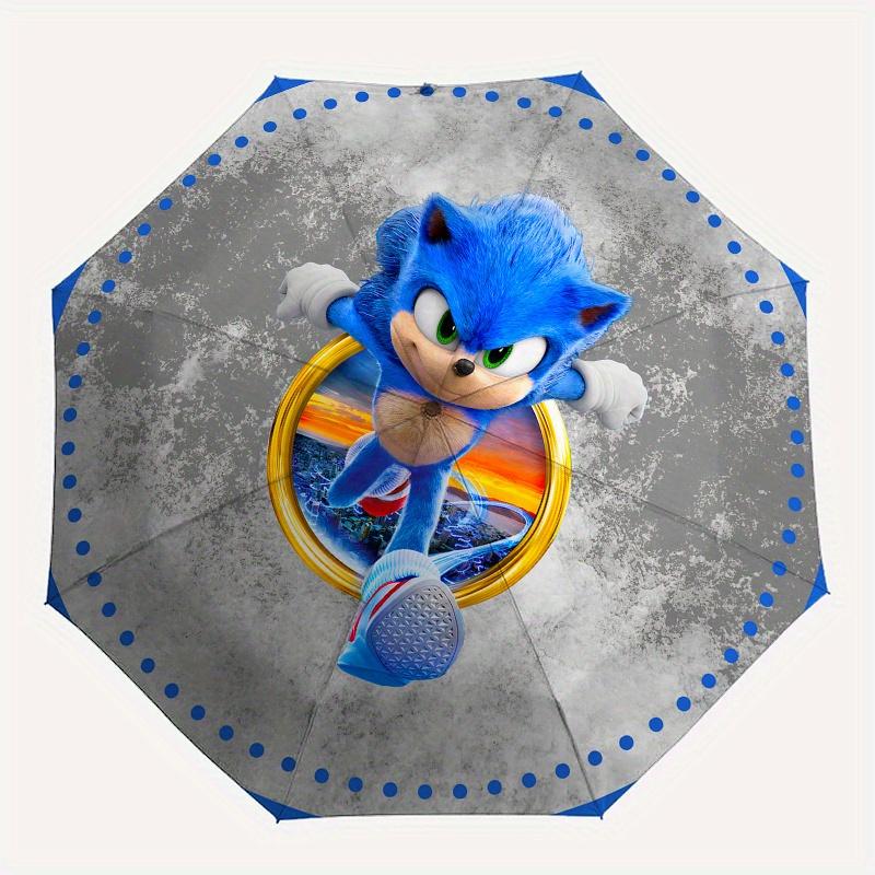 Sonic The Hedgehog Movie Poster Sticker Decal Laptop Water Bottle Car Window Wall Decoration Umbrella, Cute Umbrella with Cute Design, Portable 3-Fold