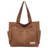 Retro Multi-Pocket Canvas Tote - Large Capacity Korean Style Shoulder Bag for Women