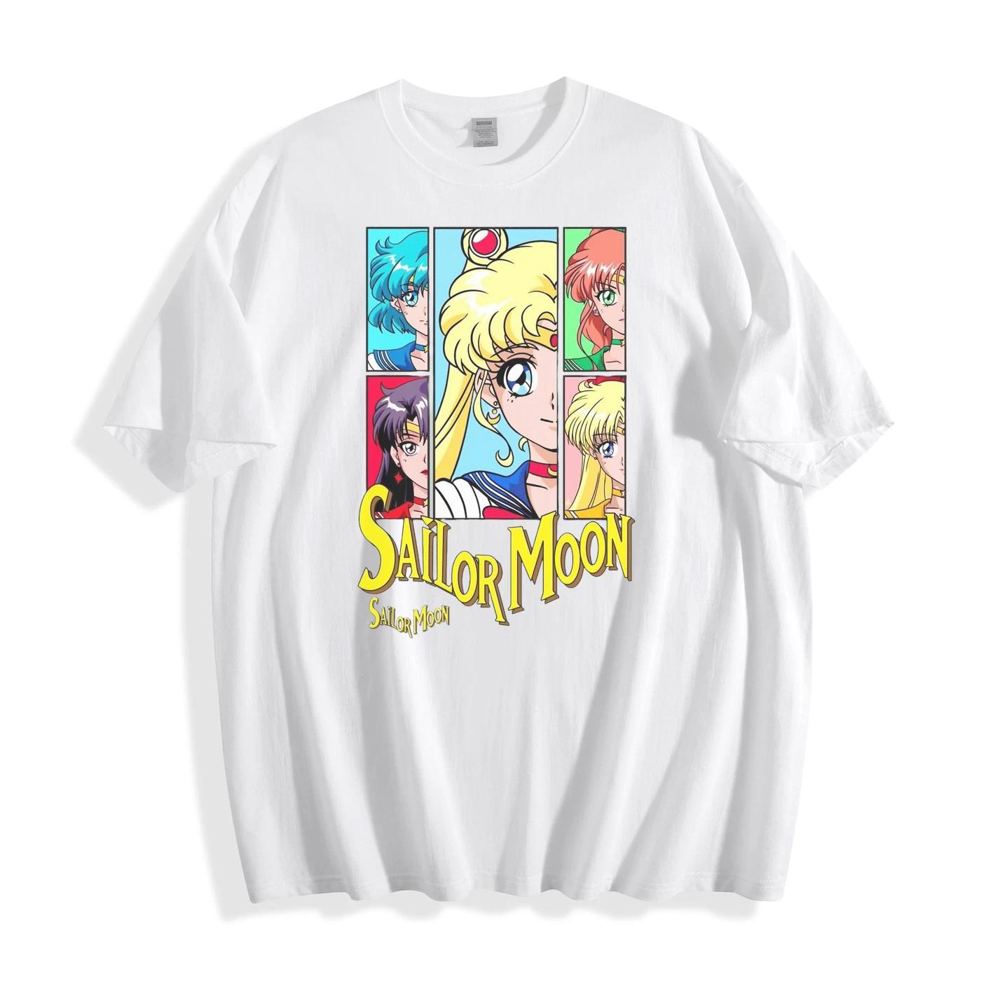 Offical Sailor Moon Anime Magical Girl Graphic T-Shirt Retro Manga Cotton Tee XS