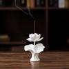 3D Printed Lotus Figurine, Flower Shape Decorative Incense Holder, Desktop Ornament for Meditation Yoga Room Home Office