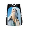 Zaino 3D con stampa squalo Zaino scolastico per bambini Stampa animale cartone animato Zaino scolastico leggero per bambini e bambine