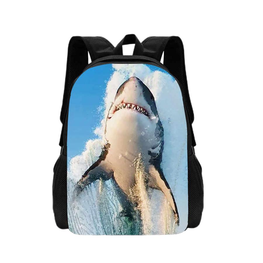 Zaino 3D con stampa squalo Zaino scolastico per bambini Stampa animale cartone animato Zaino scolastico leggero per bambini e bambine