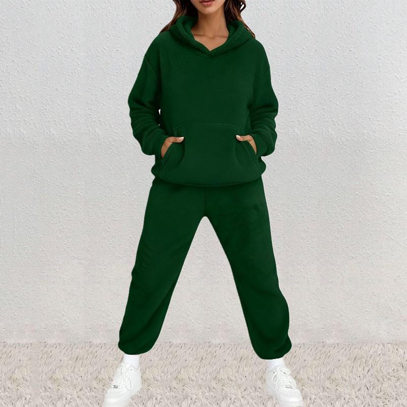 Women's Casual Long-Sleeved Sweatshirt And Sweatpants Set With Elastic Waist