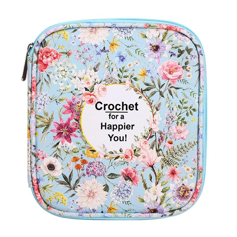 

Portable Floral Hand Knitting Kit Crochet Hook Zip Waterproof Storage Bag Diy Printing Storage Bag Jumper Needle Set Storage Bag