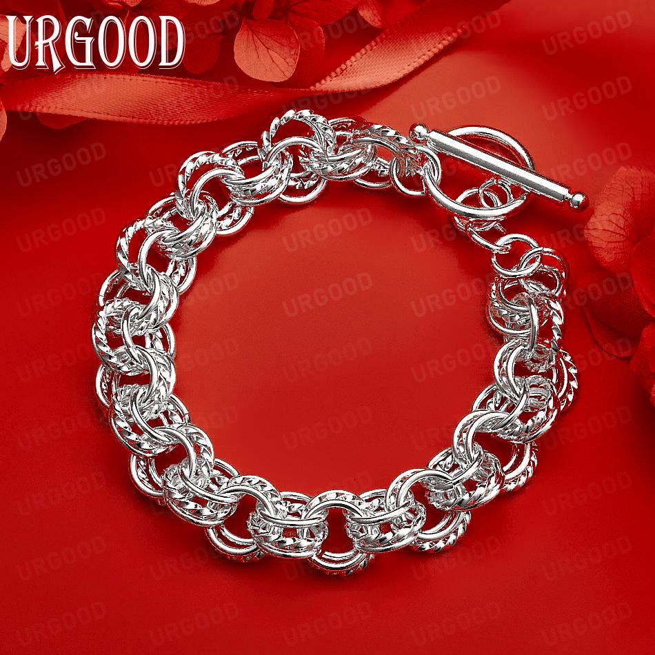 925 Sterling Silver Wedding Gift Round Bracelet Fashion Jewelry 20CM