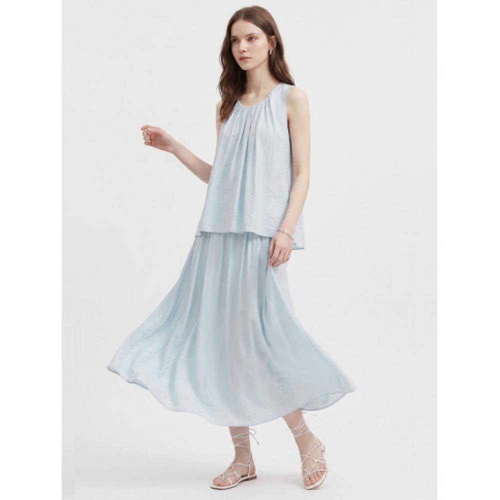 [Shop  ] Women S VAcAtion Look A Line SleeveleSS Long Skirt Setup nAru wSet 2125   SorA