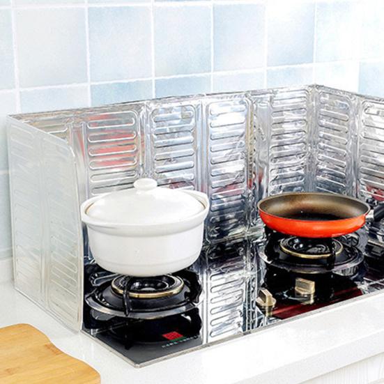 3 Sided Splatter Guard Foldable Grease Splatter Screen Aluminum Foil Oil Splash Guard Protects Stove from Food Splatter for Stove Top Frying Pan