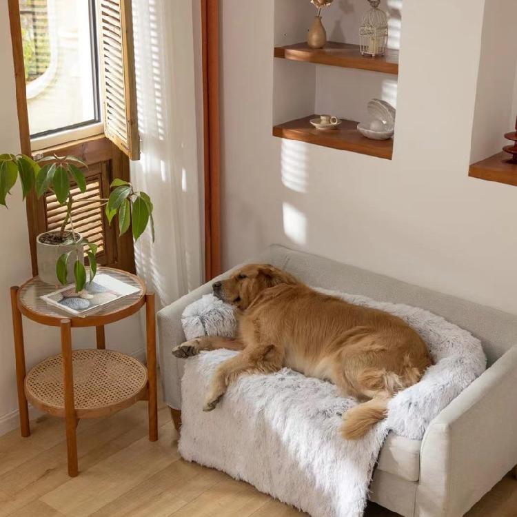 Dog Furniture Protector with Bolster Washable Calming Soft Plush Cover for Sofa