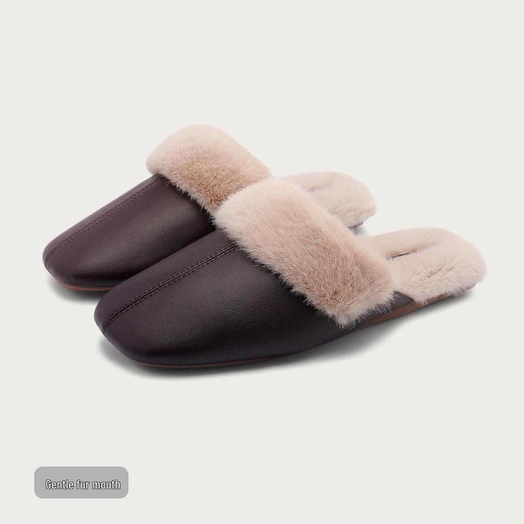 Damen Plüsch-Baumwollpantoffeln - Warm, Samtgefüttert, Rutschfest, Hautfreundlich für Zuhause