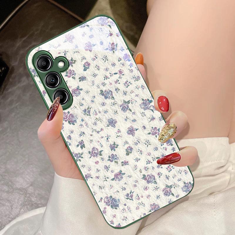 Rose Pink Flowers For Samsung Galaxy A14 4G 20 30 52 20S 21S 22 A32 33 34 42 50 51 53 54 70 71 72 73 5G Glass Phone Case