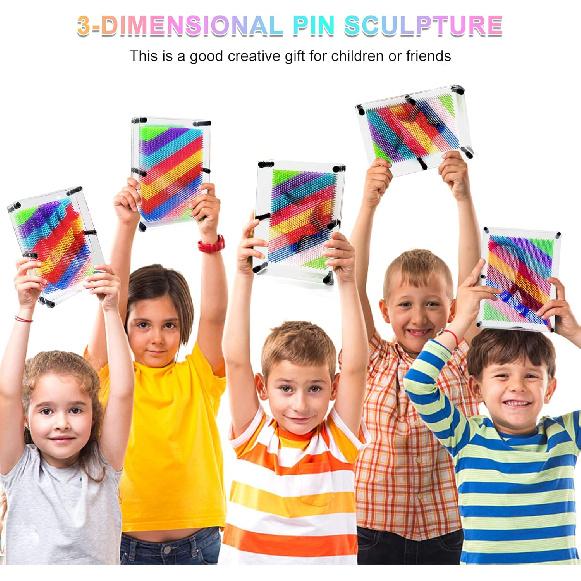 Hsxfl Classic 3D Pin Art Board Toy Sculpture - 8in X 6in Large Size 3D Pin Art Toys for Kids Boys Girls, Sensory Toys Birthday Gifts Fidget Toy
