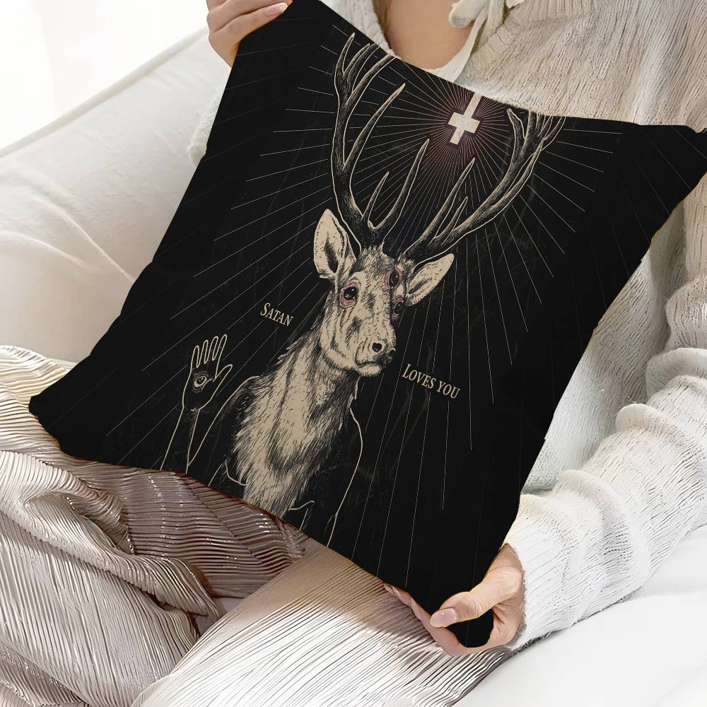 J-Jagermeisters Pillow Covers Cartoon Sofa Decorative Home Double-sided Printing Short Plush Cute Cushion Cover